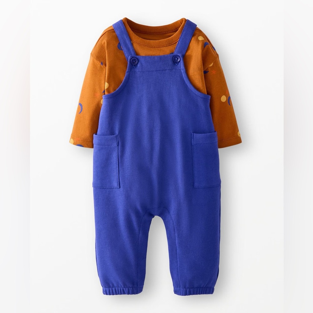 Baby Long Sleeve T-Shirt & French Terry Overalls Set